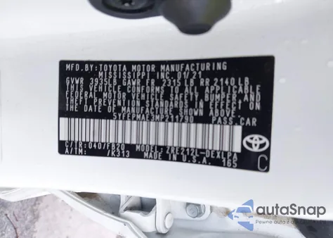 2021 Toyota Corolla Le z USA, uszkodzony, nr VIN 5YFEPMAE3MP211790